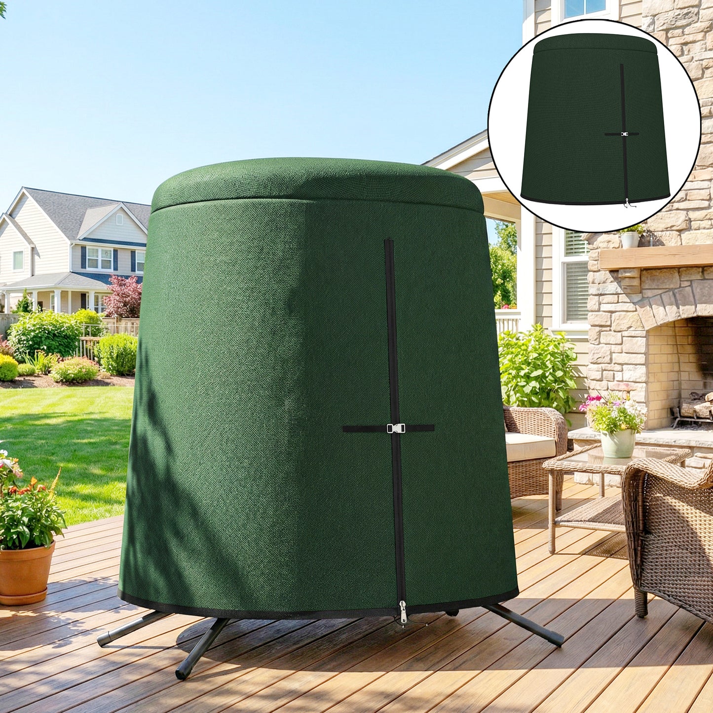 Outsunny Hanging Egg Chair Protective Cover 196 X 230 Cm Green Weather Resistant Oxford Fabric