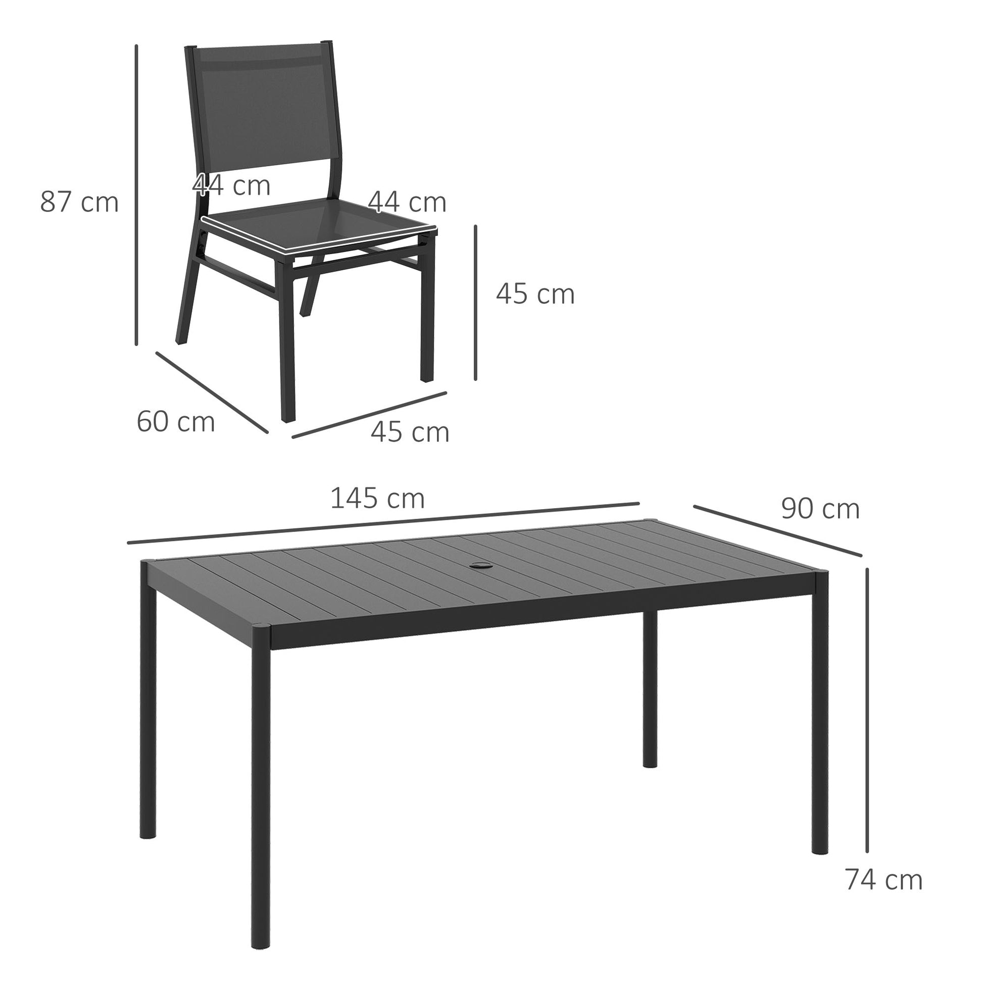 Outsunny 7-Piece Outdoor Steel Dining Set with Aluminium-Top Table and Breathable Mesh Chairs - ALL4U RETAILER LTD