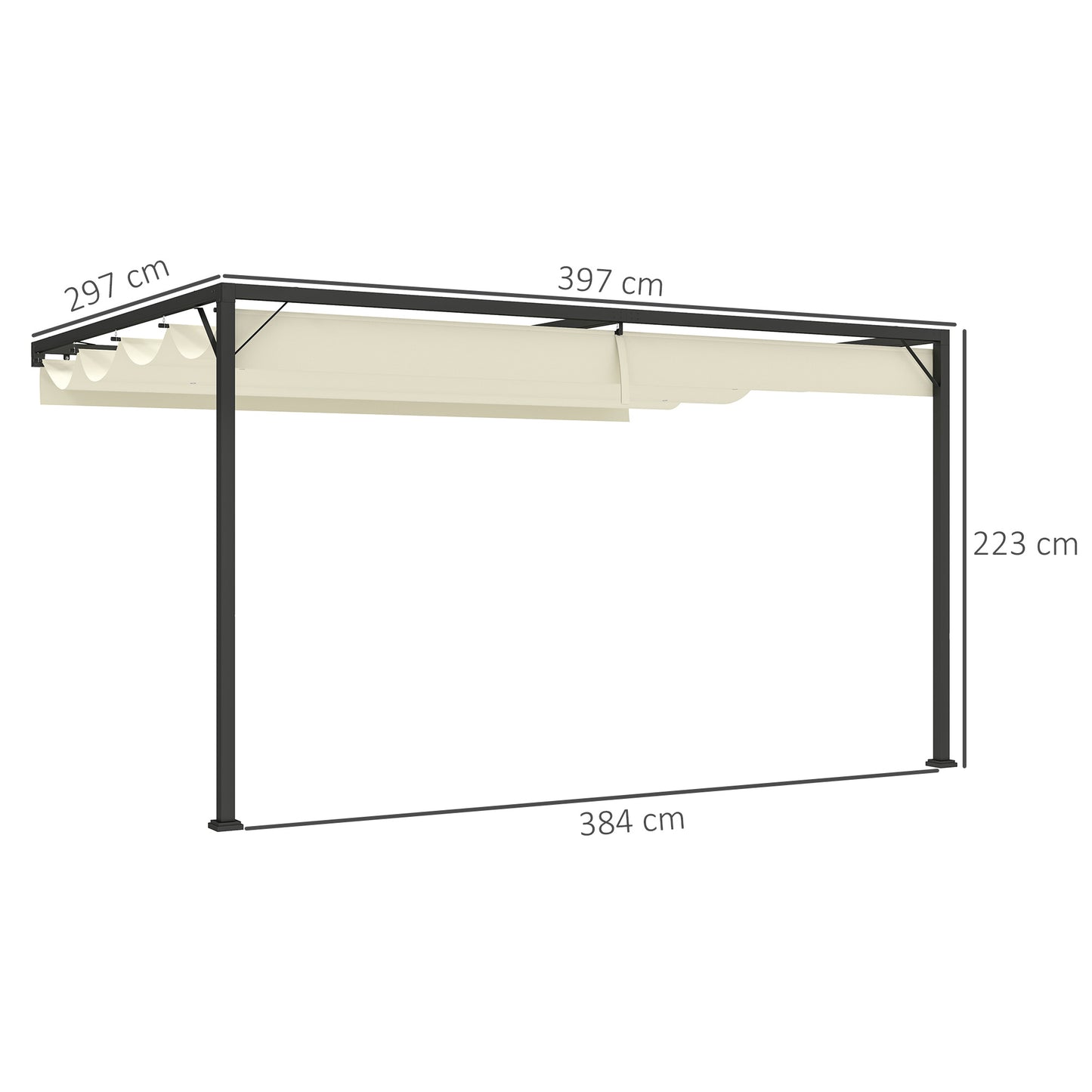 Outsunny 4x3 M Pergola With Sliding Canopy Cream Outdoor Gazebo For Shade And Dining
