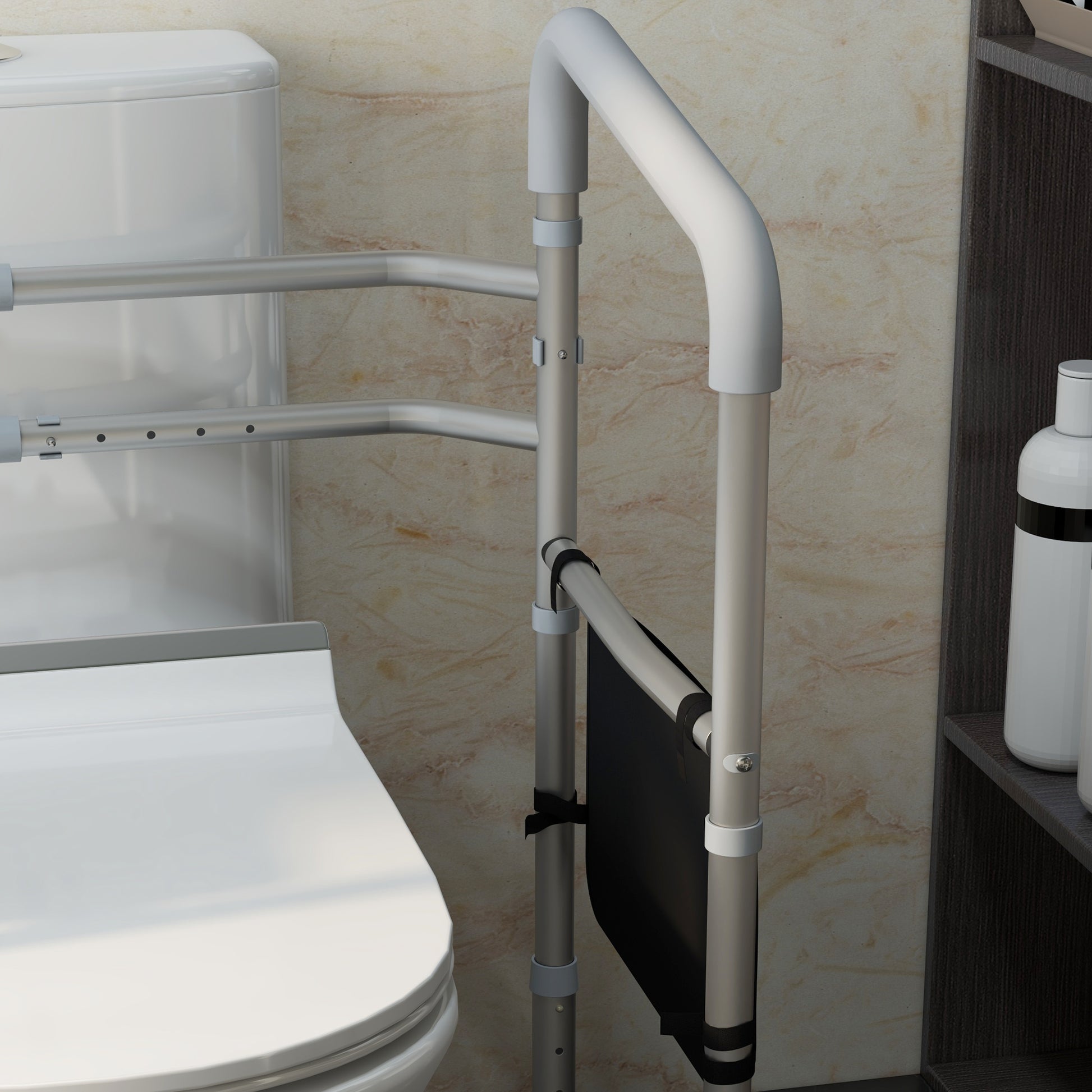 HOMCOM Adjustable Toilet Safety Frame with Comfortable Handrails and Suction Cups for Added Stability - ALL4U RETAILER LTD