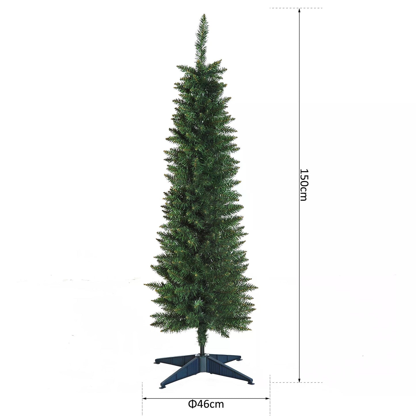 HOMCOM 1.5m Green Artificial Christmas Pine Tree with Sturdy Plastic Base - ALL4U RETAILER LTD