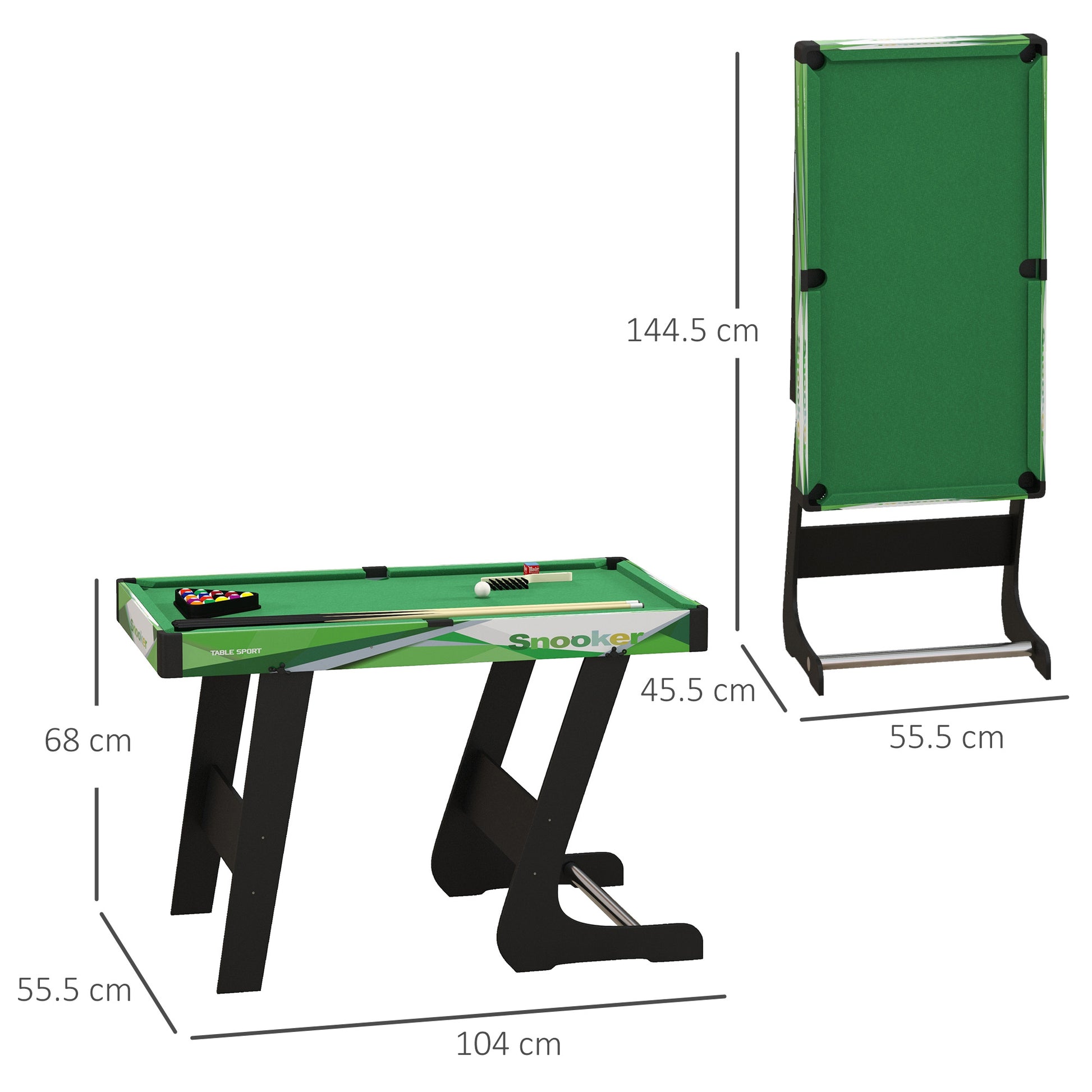 Outsunny Compact 104cm Foldable Mini Pool Table Set with Accessories - Green - ALL4U RETAILER LTD