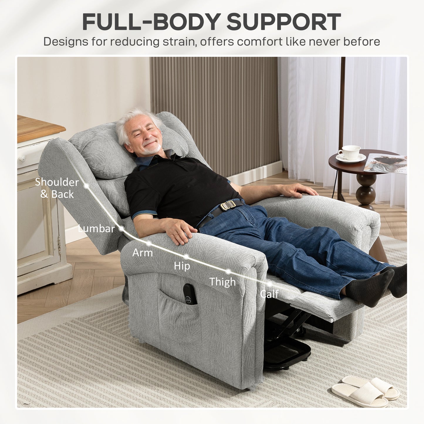 HOMCOM Velvet Feel Electric Riser Recliner Chair Grey For Seniors With Easy Rise And Sit Comfort