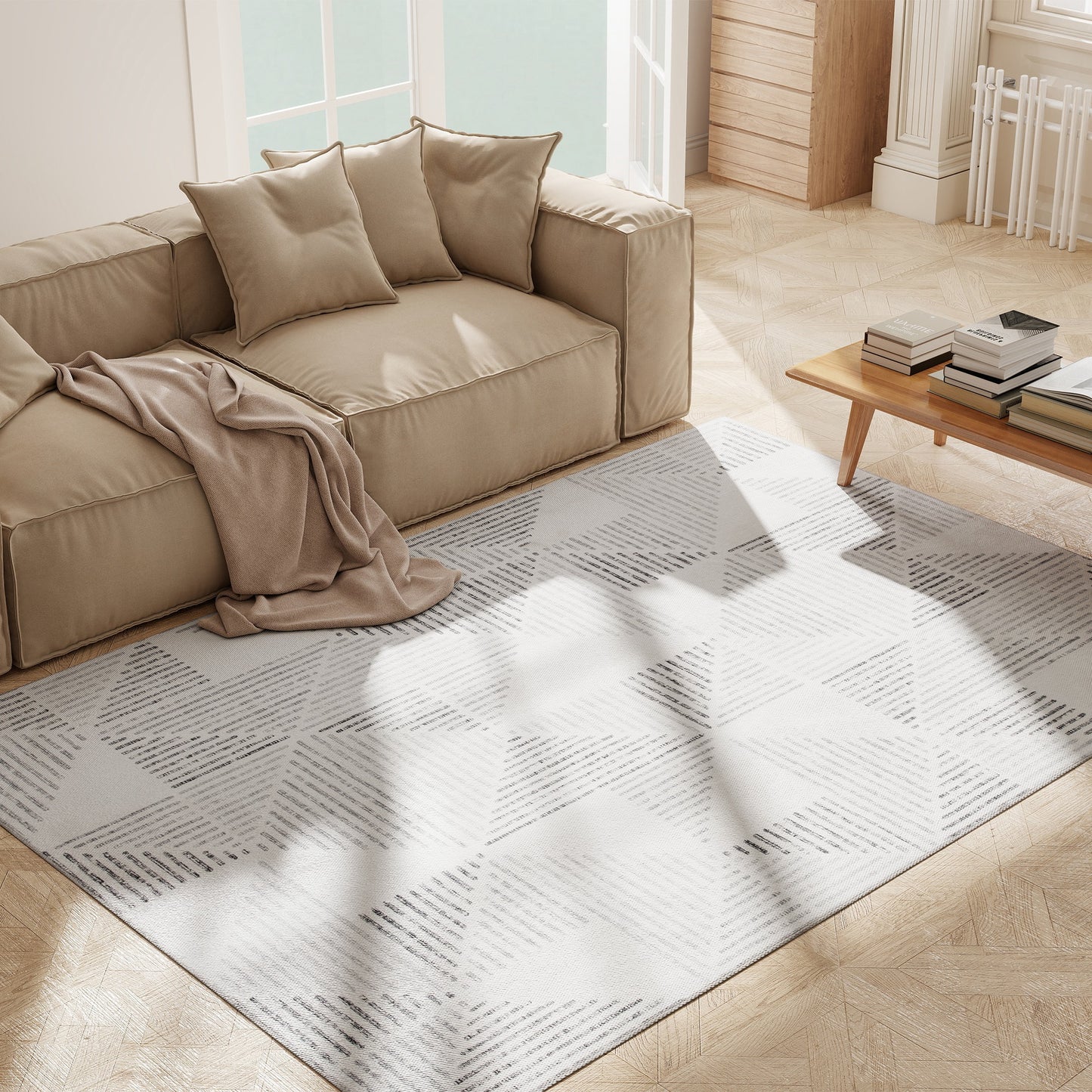 HOMCOM Modern Geometric Area Rug 230x160 cm Non Slip Washable Carpet for Living Room Bedroom Office Grey