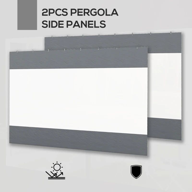 Outsunny 3x2m Side Panels with Large Window, for 3(m) Long Pergola, Grey - ALL4U RETAILER LTD