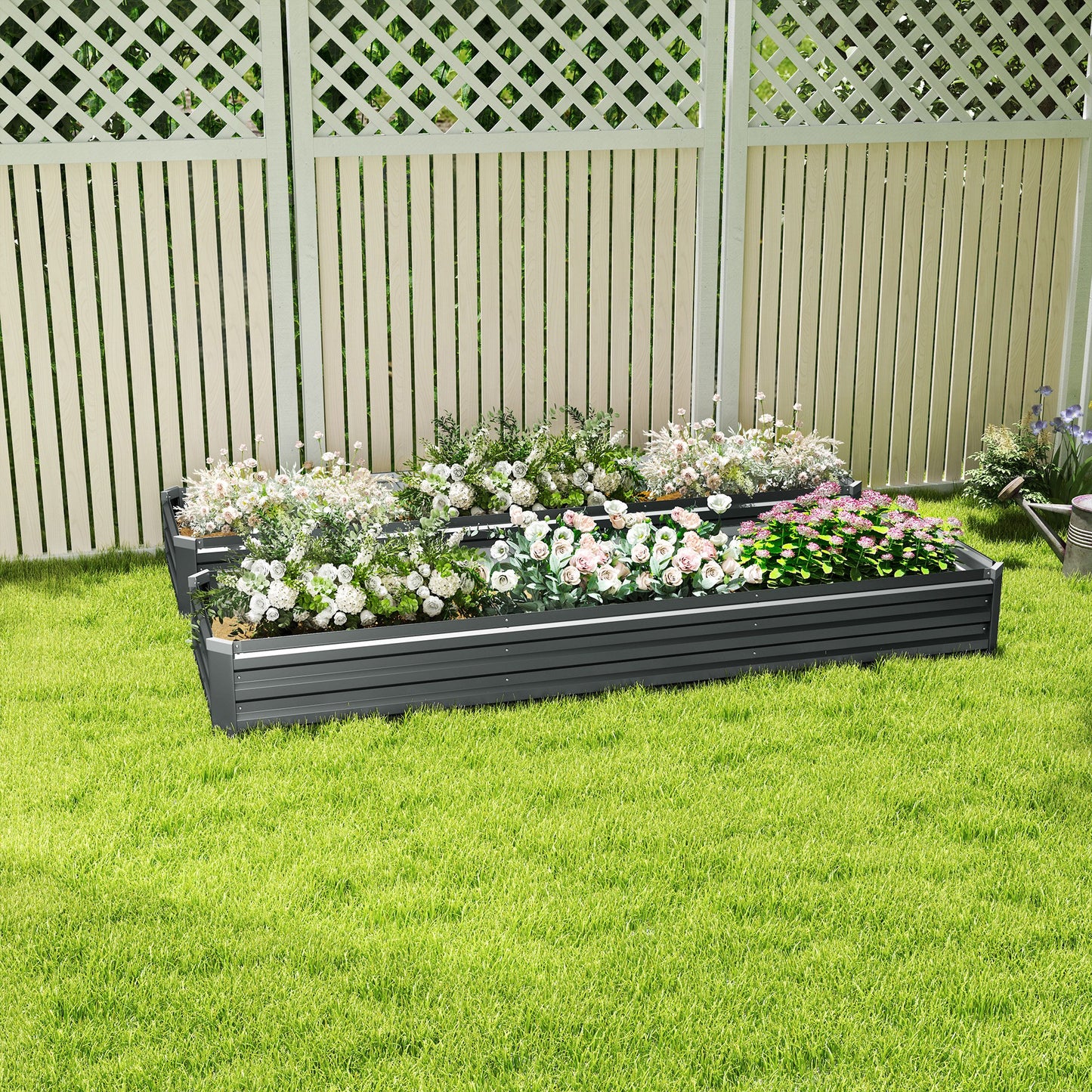 Outsunny 60 By 240cm Galvanised Steel Planter With Open Bottom Pack Of 2 For Outdoor Gardens