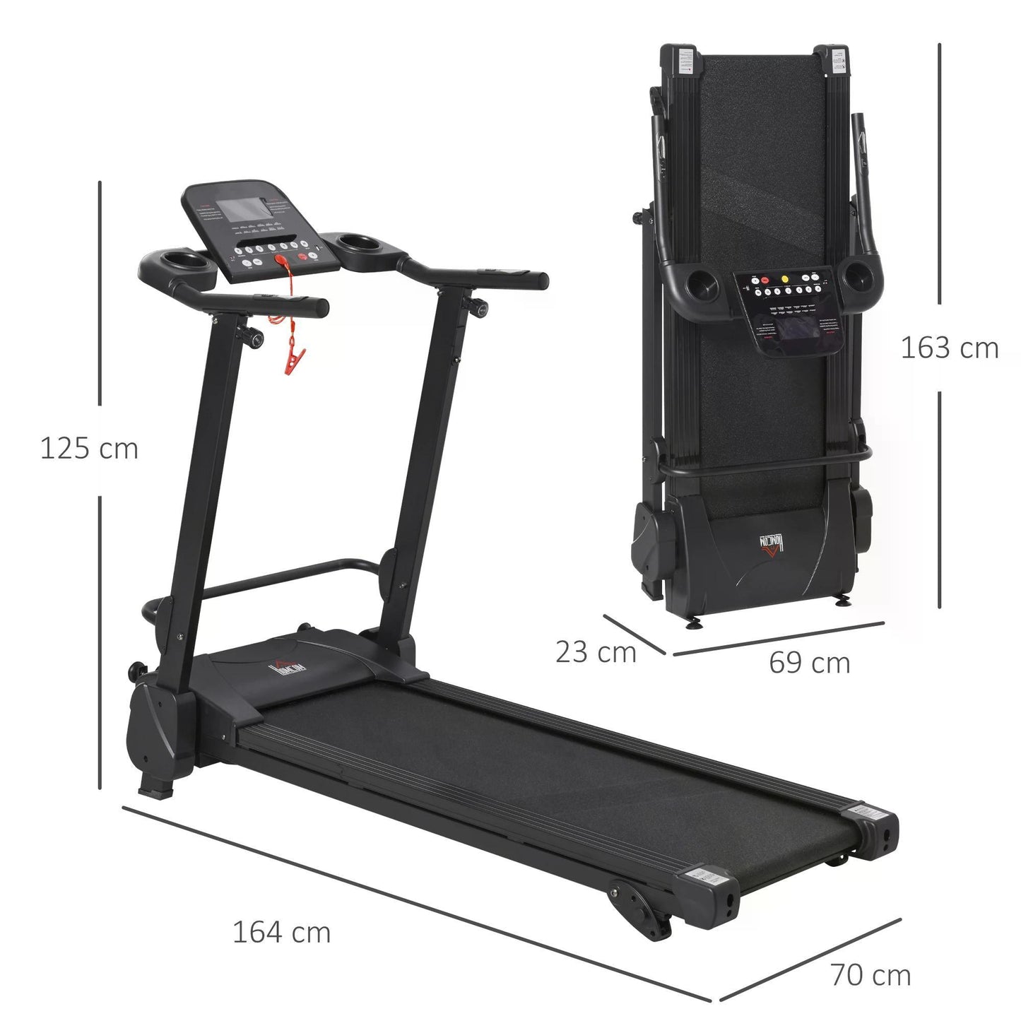 HOMCOM Electric Folding Treadmill with MP3 Player and LCD Display - ALL4U RETAILER LTD