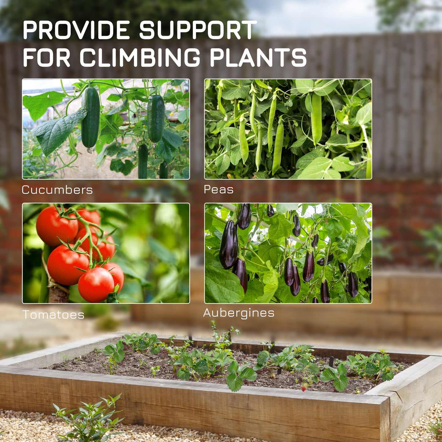 Outsunny Garden Cucumber Trellis With Climbing Net A Frame Plant Support Adjustable For Raised Beds Vegetables