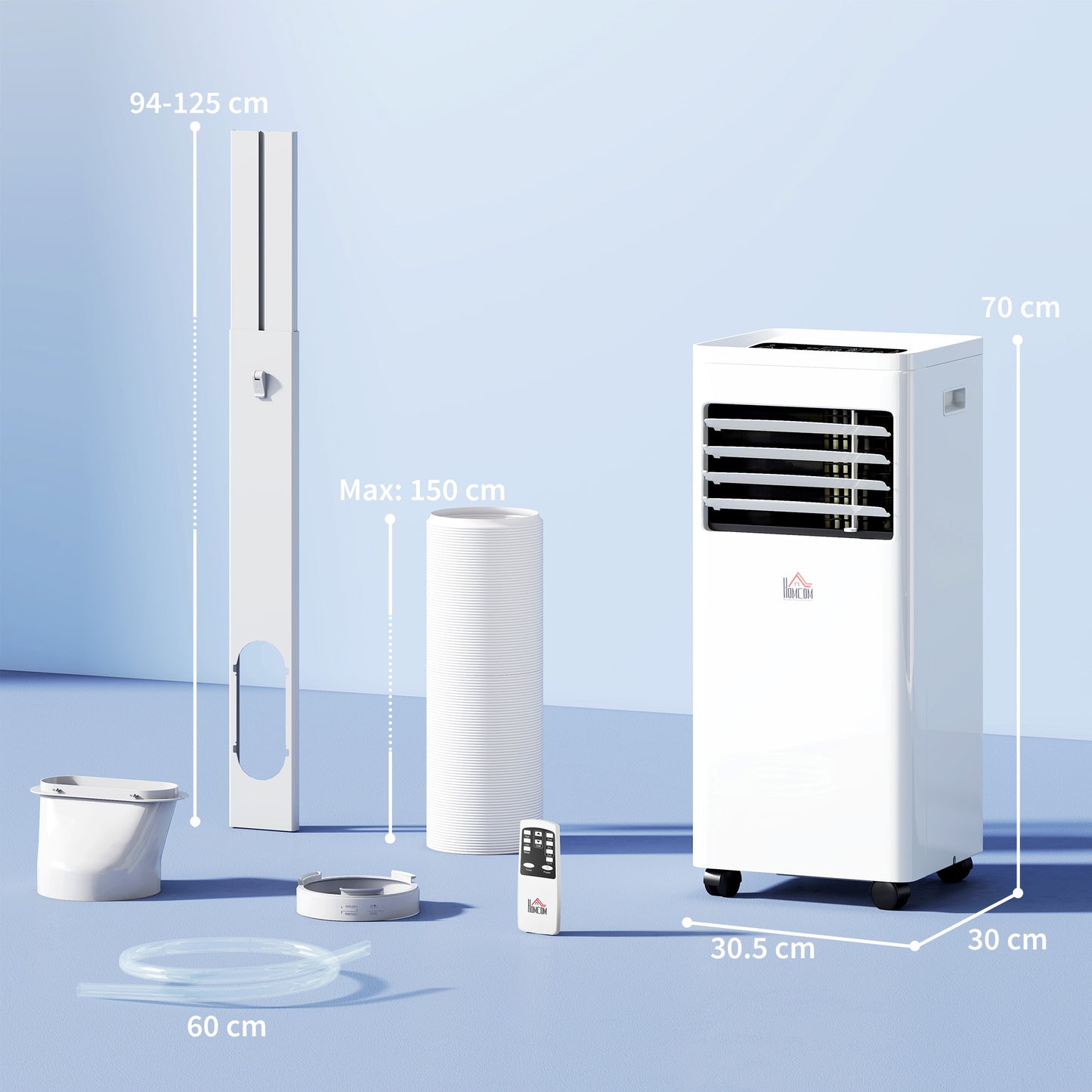 HOMCOM Portable Air Conditioner 9000 BTU With Display 4 In 1 Cooling Dehumidifying Sleep Mode Up To 28 Square Meters