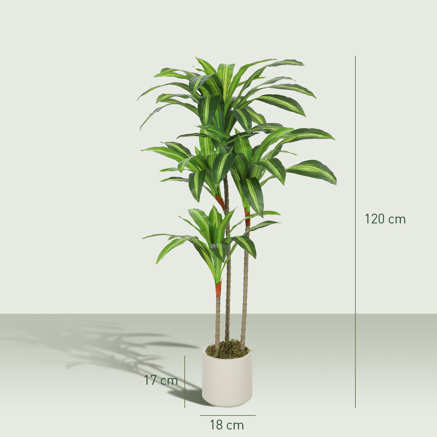 HOMCOM 120cm Artificial Dracaena Tree With Bendable Trunks Lifelike Green Indoor Decor