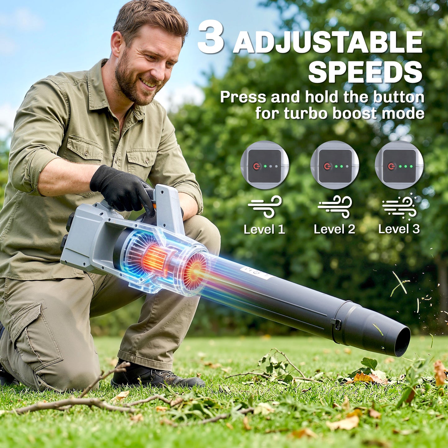 Outsunny Cordless Leaf Blower 2x4000mAh Batteries And Charger 36V Lightweight Garden Blower With 1000W Brushless Motor