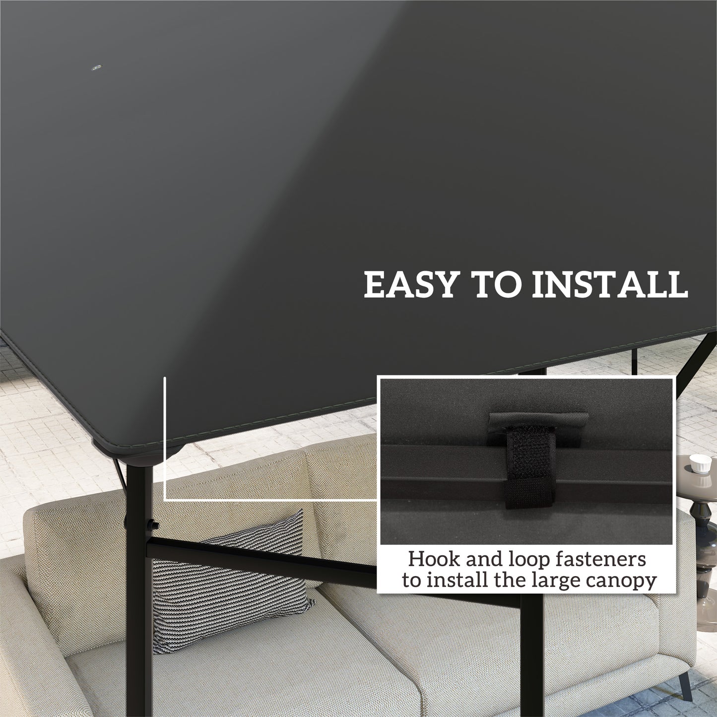 Outsunny 3 x 3m Gazebo Canopy Replacement Top Cover Only Grey With Drain Holes Water Resistant PVC Coating UPF30 Plus
