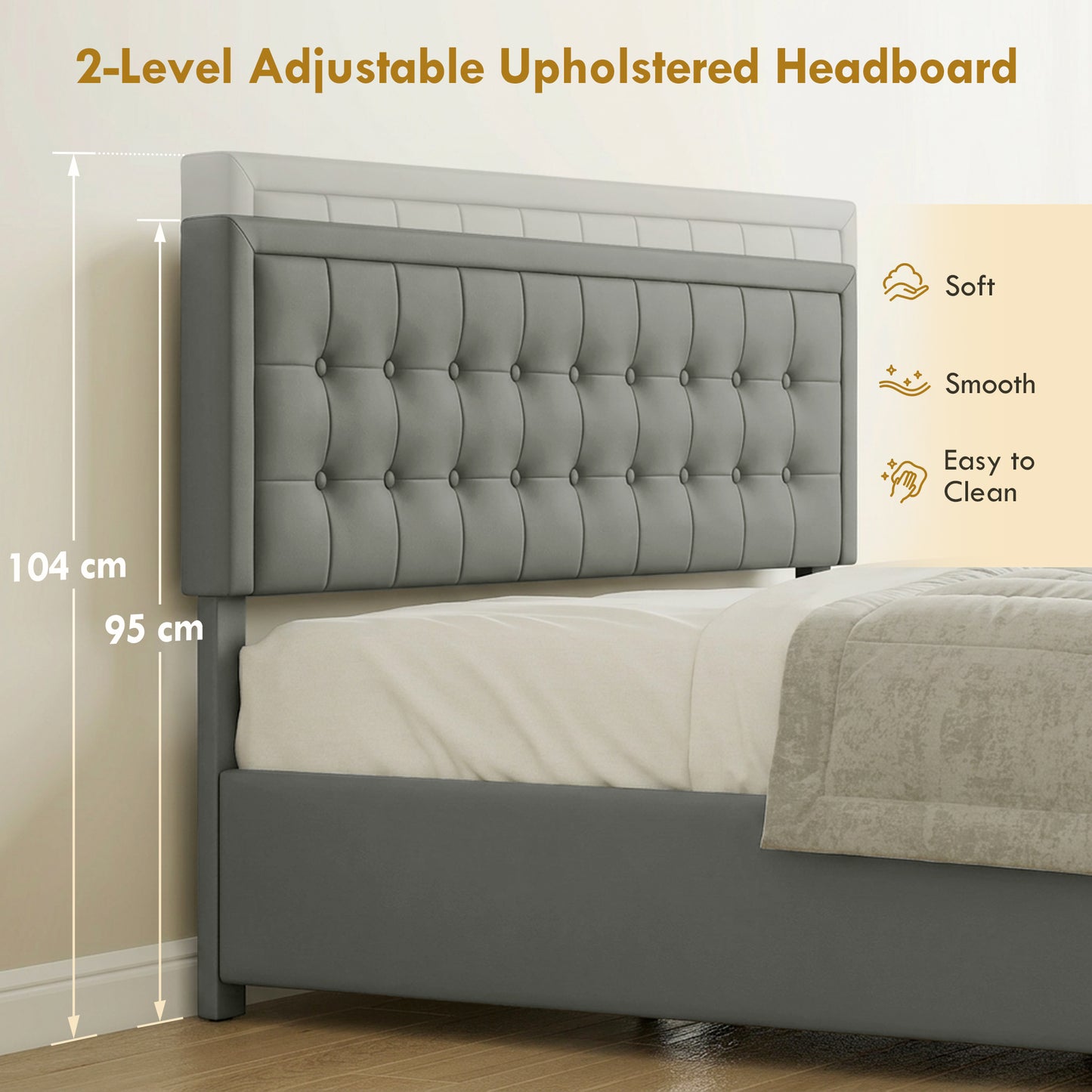 HOMCOM King Size Ottoman Bed Frame with Storage Drawer – Grey Fabric Lift-Up Bed