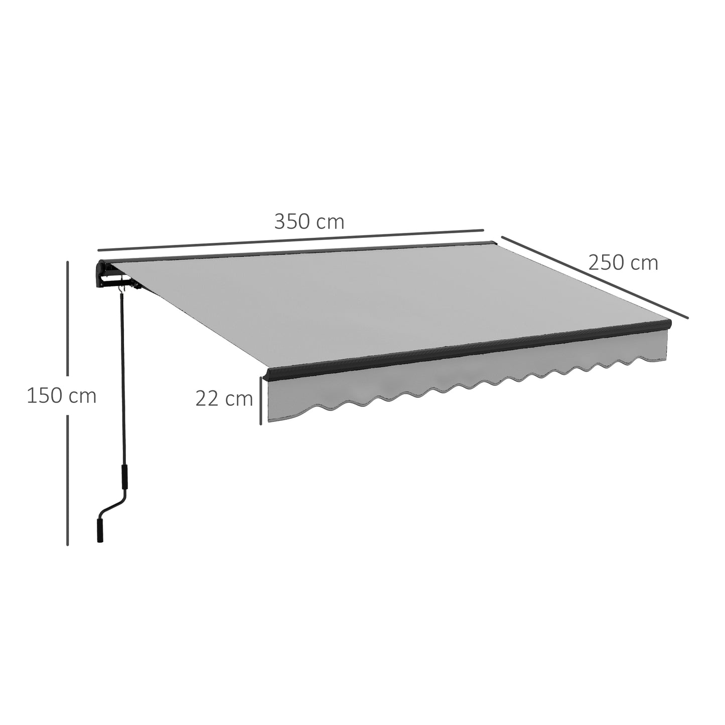 Outsunny 3.5 x 2.5m Aluminium Frame Electric Awning, Retractable Sun Canopy for Patio Door Window, Light Grey - ALL4U RETAILER LTD