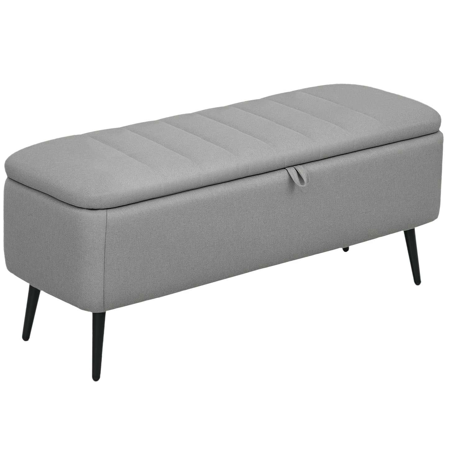 HOMCOM Linen-Look Storage Ottoman 92 x 31 cm Light Grey Padded Lid For Comfort And Hidden Storage