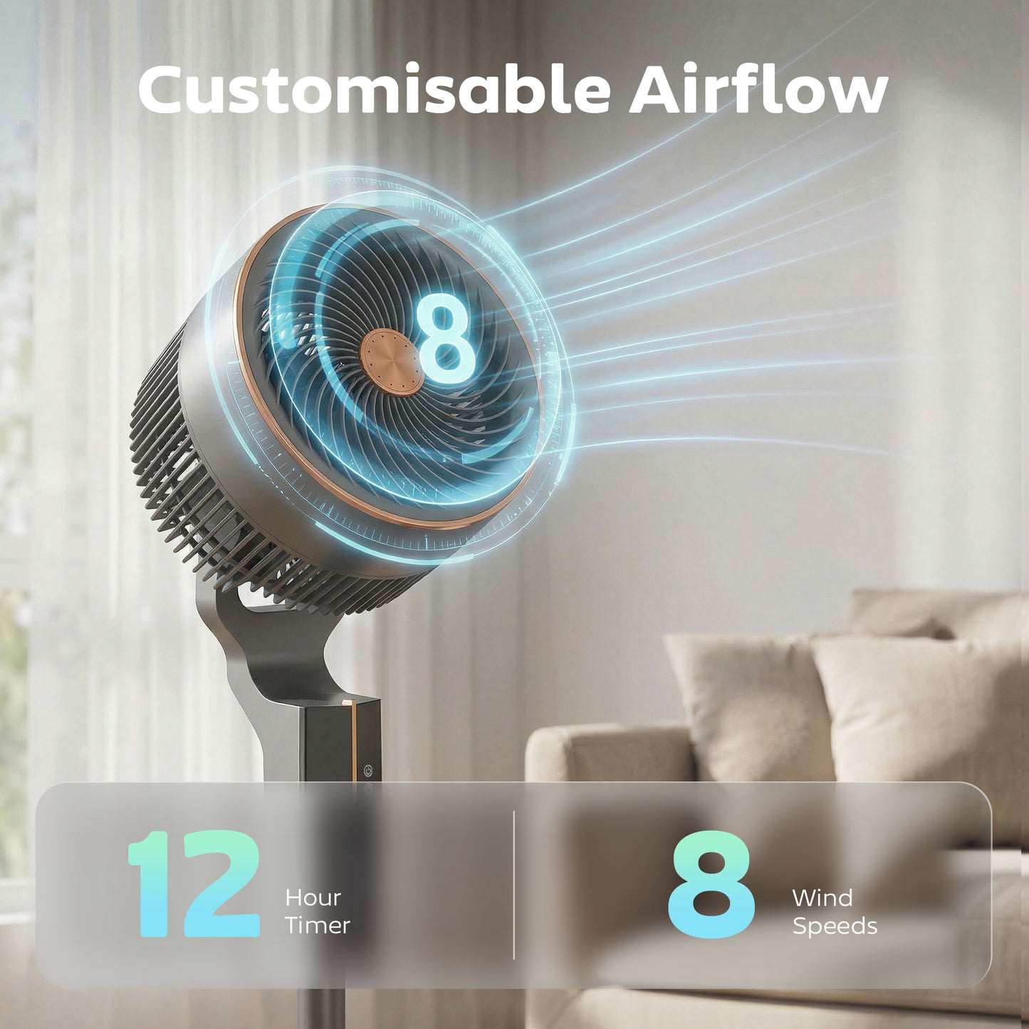 HOMCOM 20 Decibel Silent Standing Pedestal Fan 46 Inch With Remote 85 Degree Oscillation 8 Speeds Aromatherapy Pad