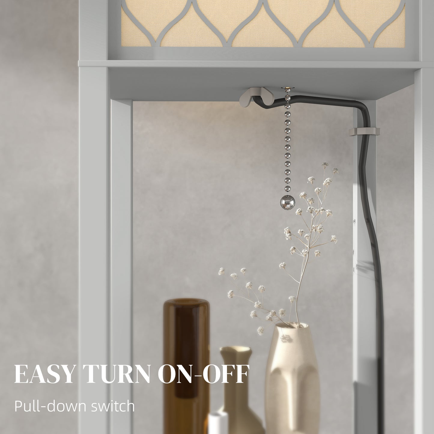 HOMCOM Three Shelf Standing Lamp Grey And White Finish With Integrated Shelves For Storage