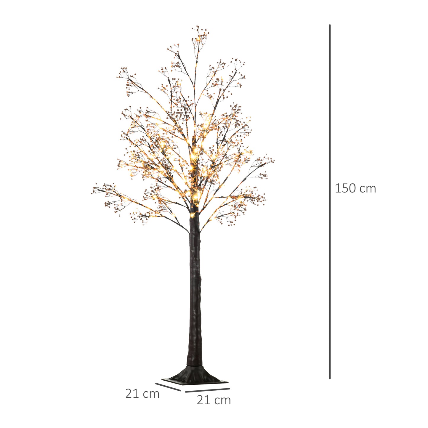 HOMCOM 5ft Prelit Artificial Gypsophila Blossom Tree with 96 Warm White LEDs for Home, Weddings, and Parties - Indoor/Outdoor Decor - ALL4U RETAILER LTD