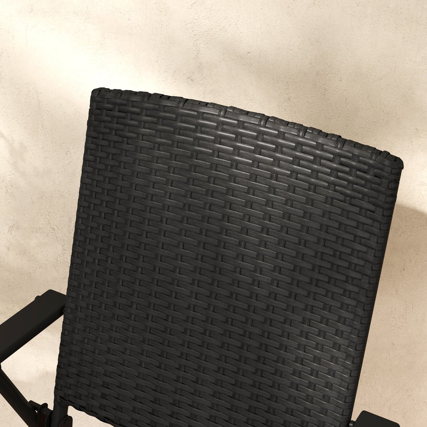 Outsunny Set of Four Folding Rattan Chairs Black Weather Resistant Outdoor Patio Seating