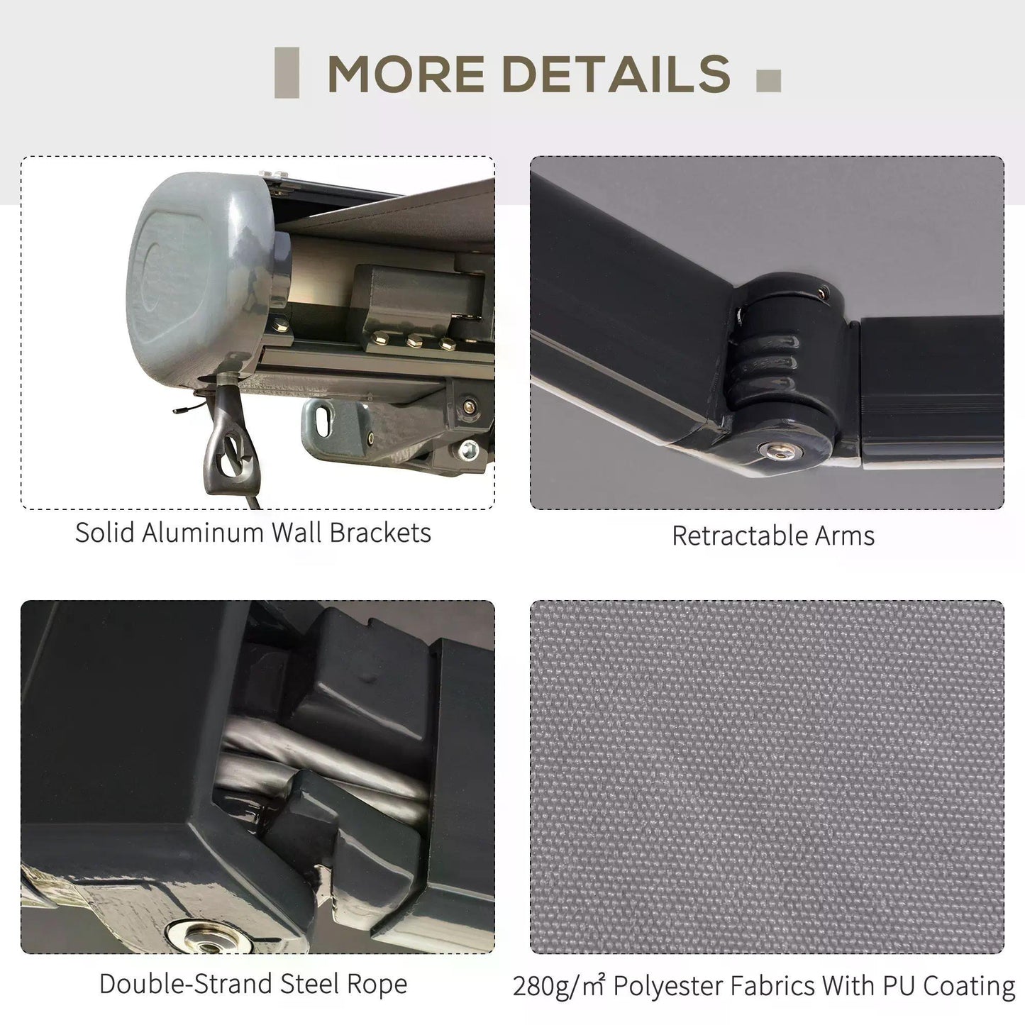 Outsunny 300x250cm Grey Cassette Motorised Awning - ALL4U RETAILER LTD