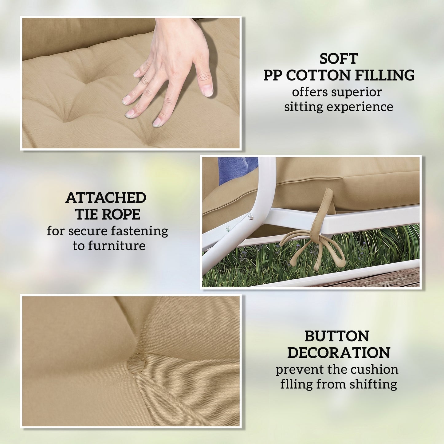 Outsunny Outdoor Garden Bench Cushion 2 Seater With Ties For Indoor And Outdoor Use 110 X 120 CM