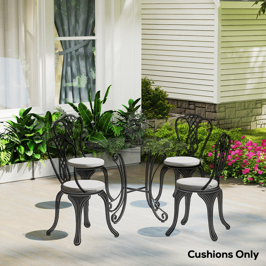Outsunny Outdoor Bistro Chair Cushions Set Of 4 With Removable Covers 41x41x5 Cm Round Cushions Ties Light Grey