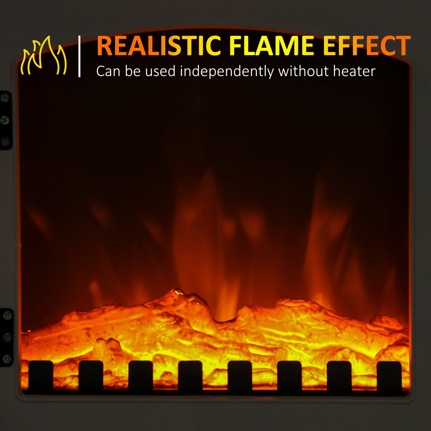 HOMCOM Vintage Electric Fireplace Heater 1kW to 2kW with Adjustable Thermostat White Realistic Faux Fire Ambience