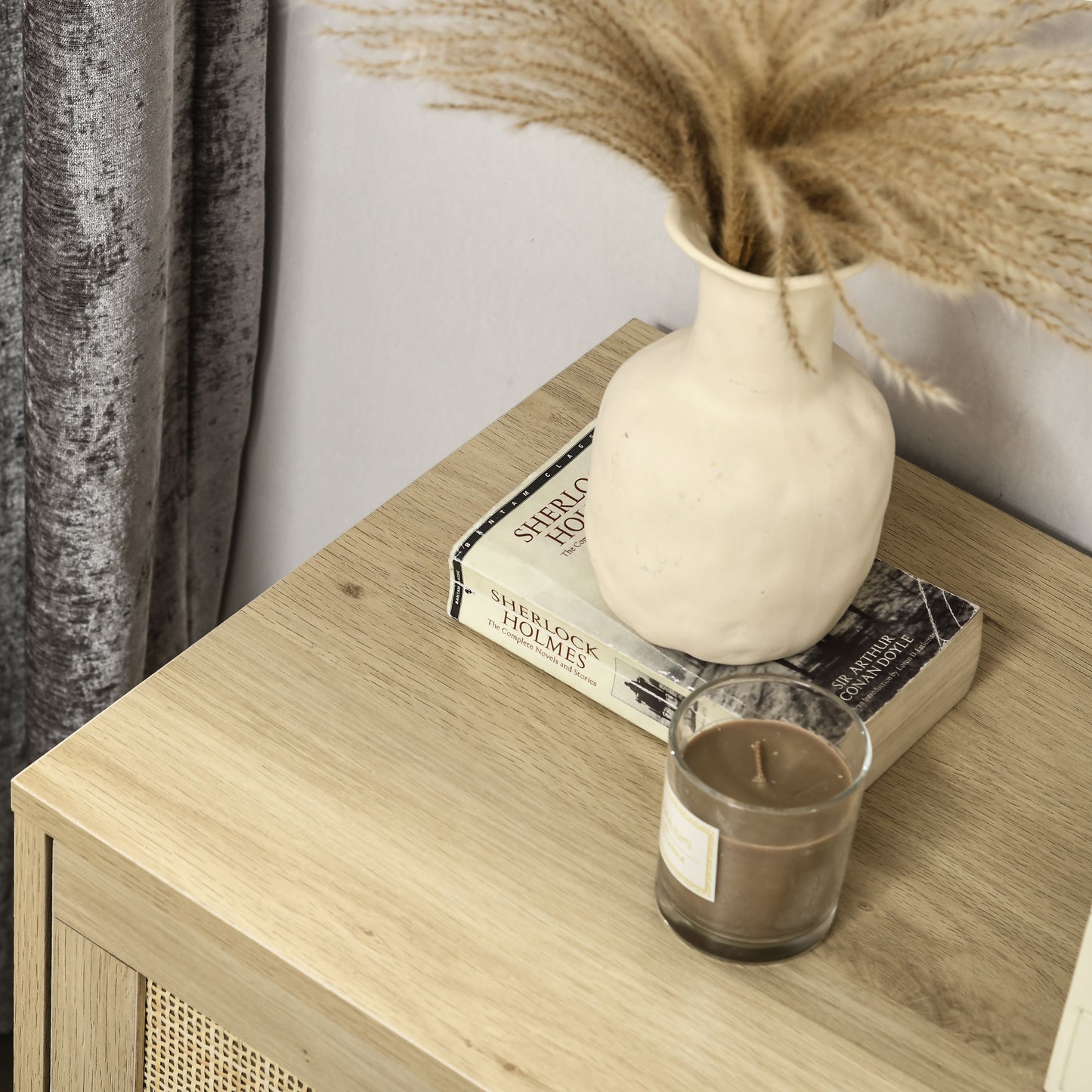 HOMCOM Chest Of Four Drawers With Rattan Weave Panel Accents On Two Drawers In Wood Effect Finish