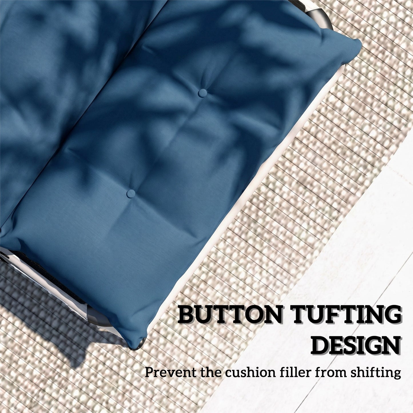 Outsunny Set of Two 190 by 56 cm Sun Lounger Cushions Navy Blue for Outdoor Recliner