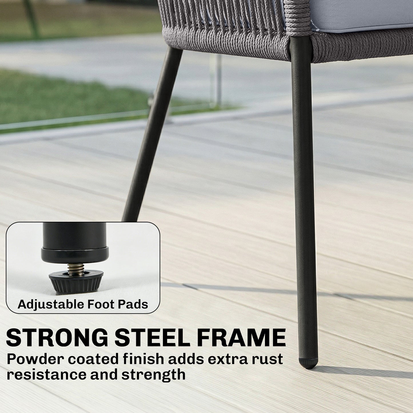 Outsunny 4 Piece Garden Furniture Set Rope Sofa With Loveseat And Two Chairs Tempered Glass Table Cushions Dark Grey