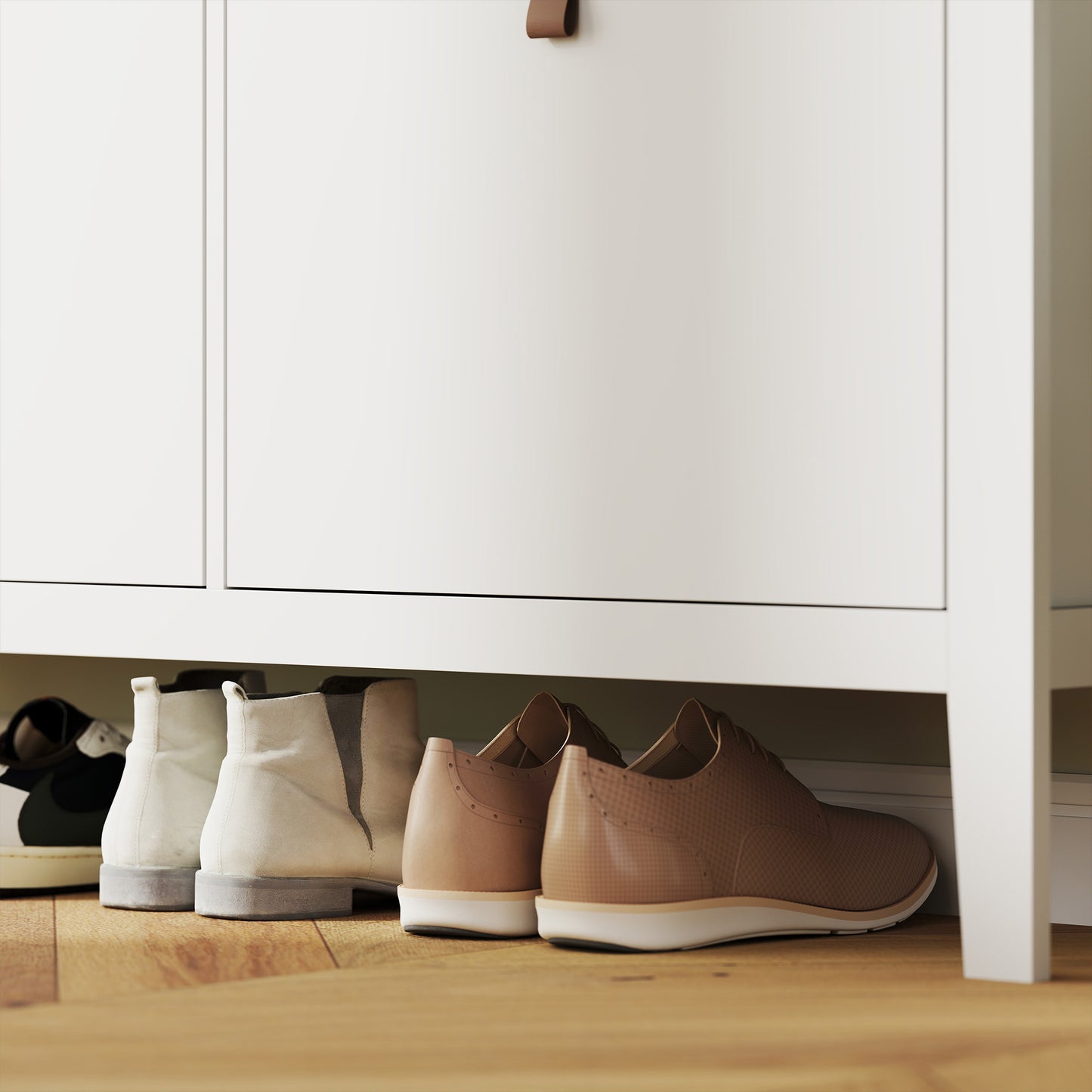 HOMCOM Modern Four Drawer Shoe Cabinet White Narrow Slim Storage For 20 Pairs UK Mens 9.5