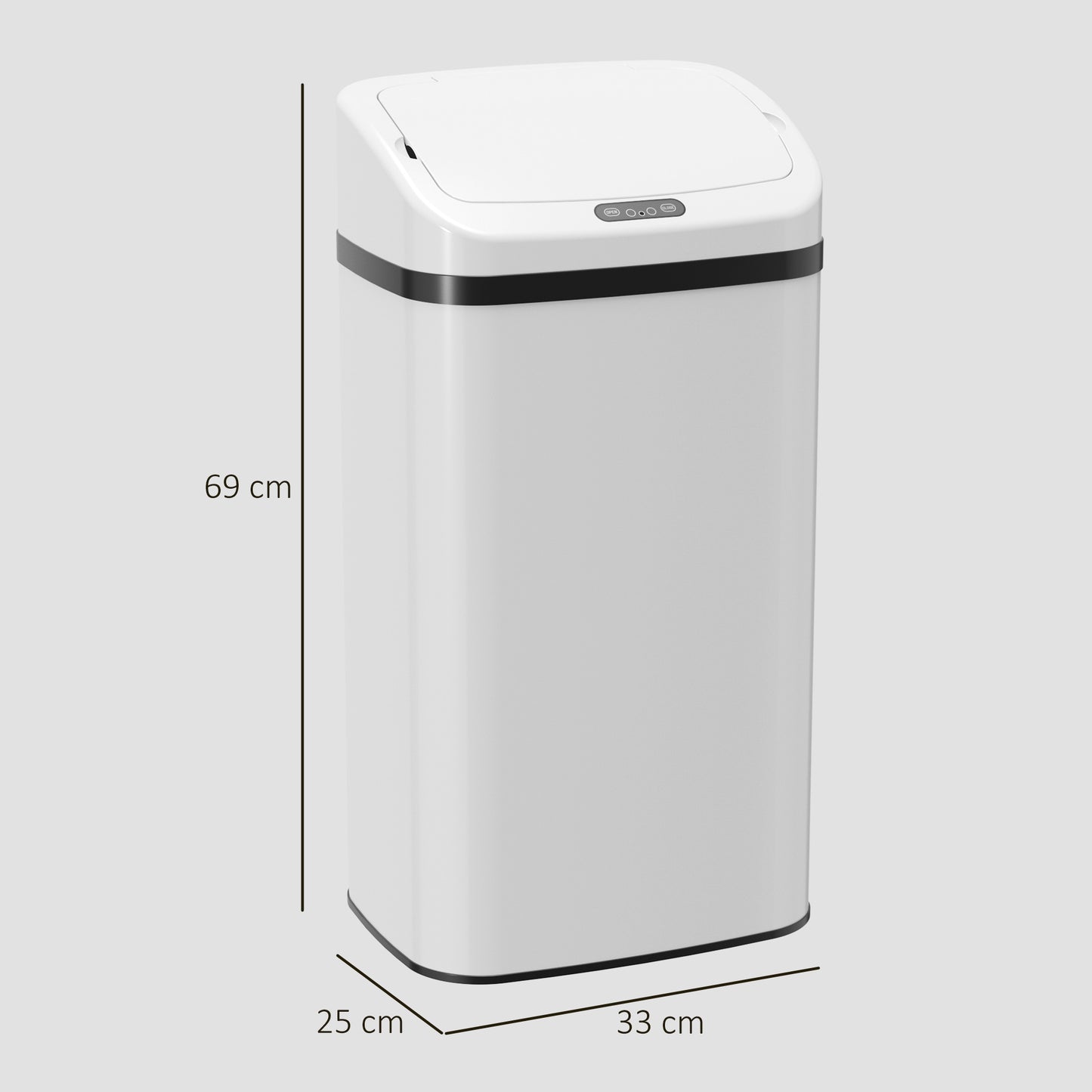 HOMCOM 48L Stainless Steel Sensor Bin With Infrared Touchless Lid White For Easy Family Kitchen Use