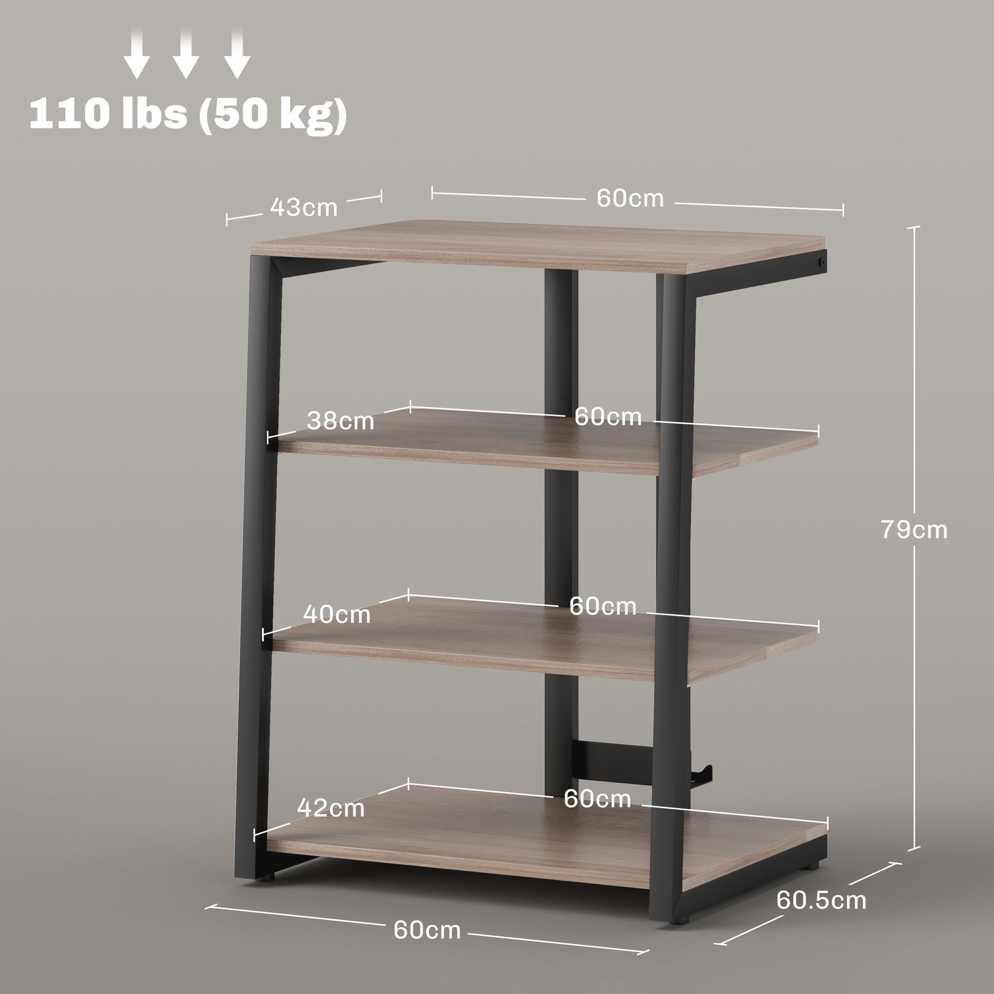 HOMCOM Compact Grey TV Stand with Adjustable Shelves & Power Strip Holder for 28 Inch TVs - ALL4U RETAILER LTD