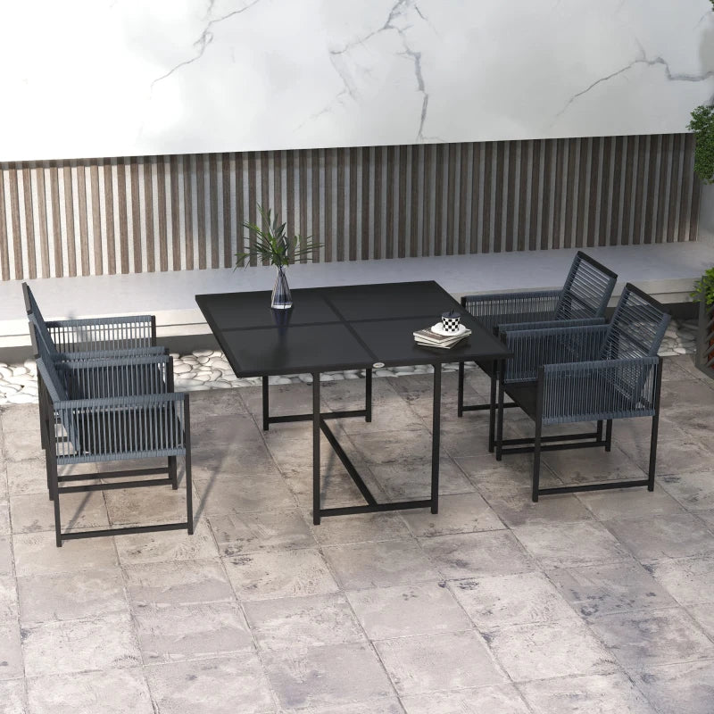 Outsunny 5-Piece Metal Dining Set with Folding Back Chairs - Space-Saving Outdoor Patio Furniture Set - ALL4U RETAILER LTD