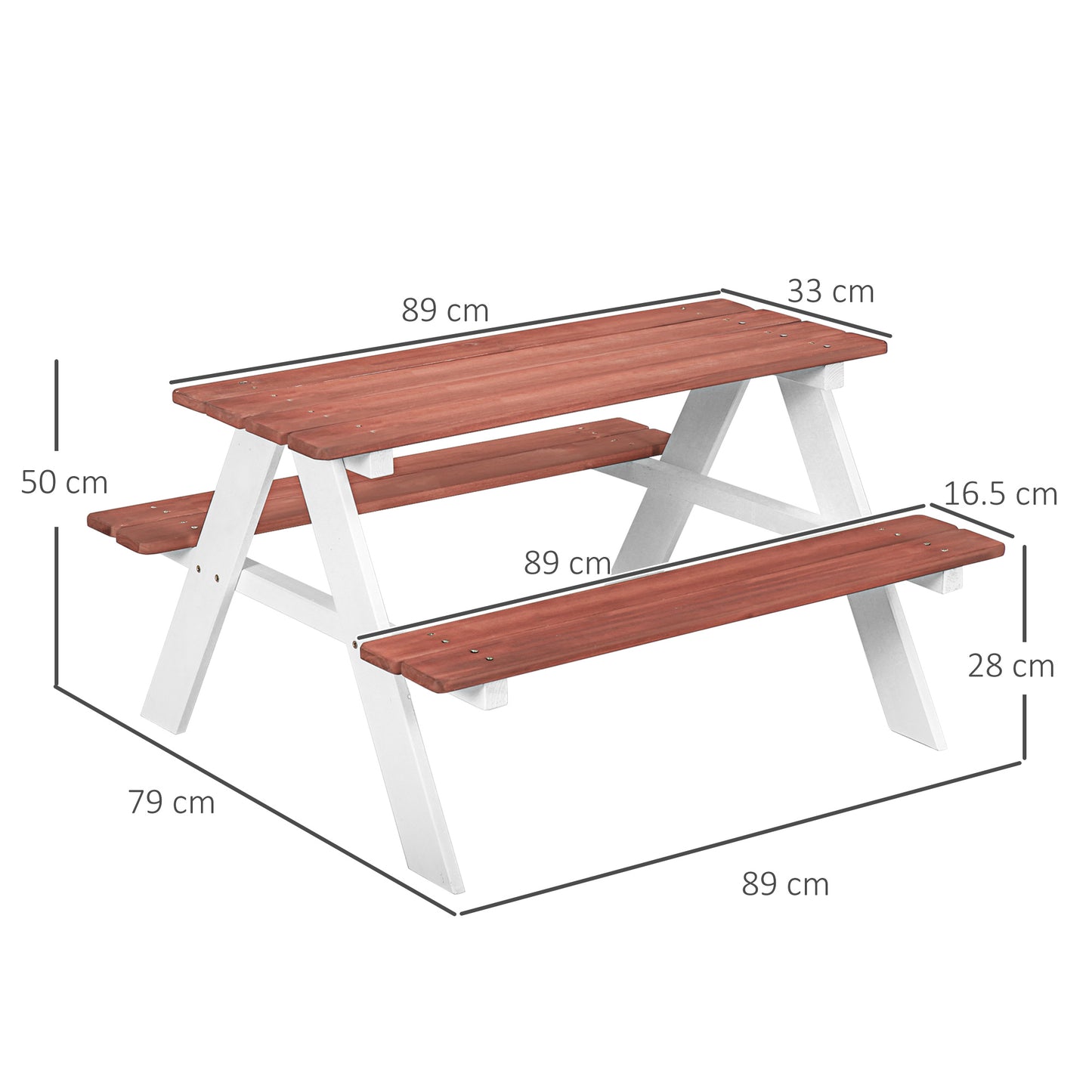 Outsunny Kids Picnic Table And Bench Set Weatherproof Wooden Furniture For Patio Ages 3 To 8 Brown