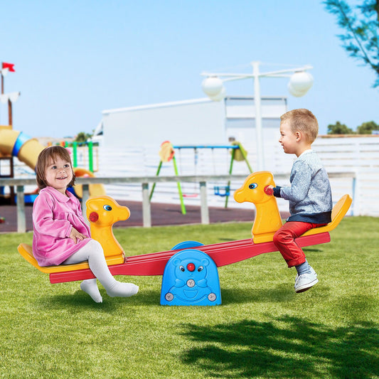 HOMCOM Kids Seesaw Teeter Totter 2 Seats, Safe 360°, 1-4 Years, Multicolor - ALL4U RETAILER LTD