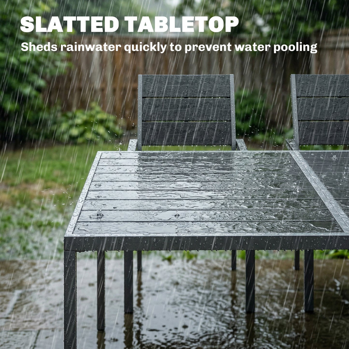 Outsunny 7 Piece Outdoor Dining Set With Slatted Tabletop For 6 Patio Table And Chairs Garden Furniture