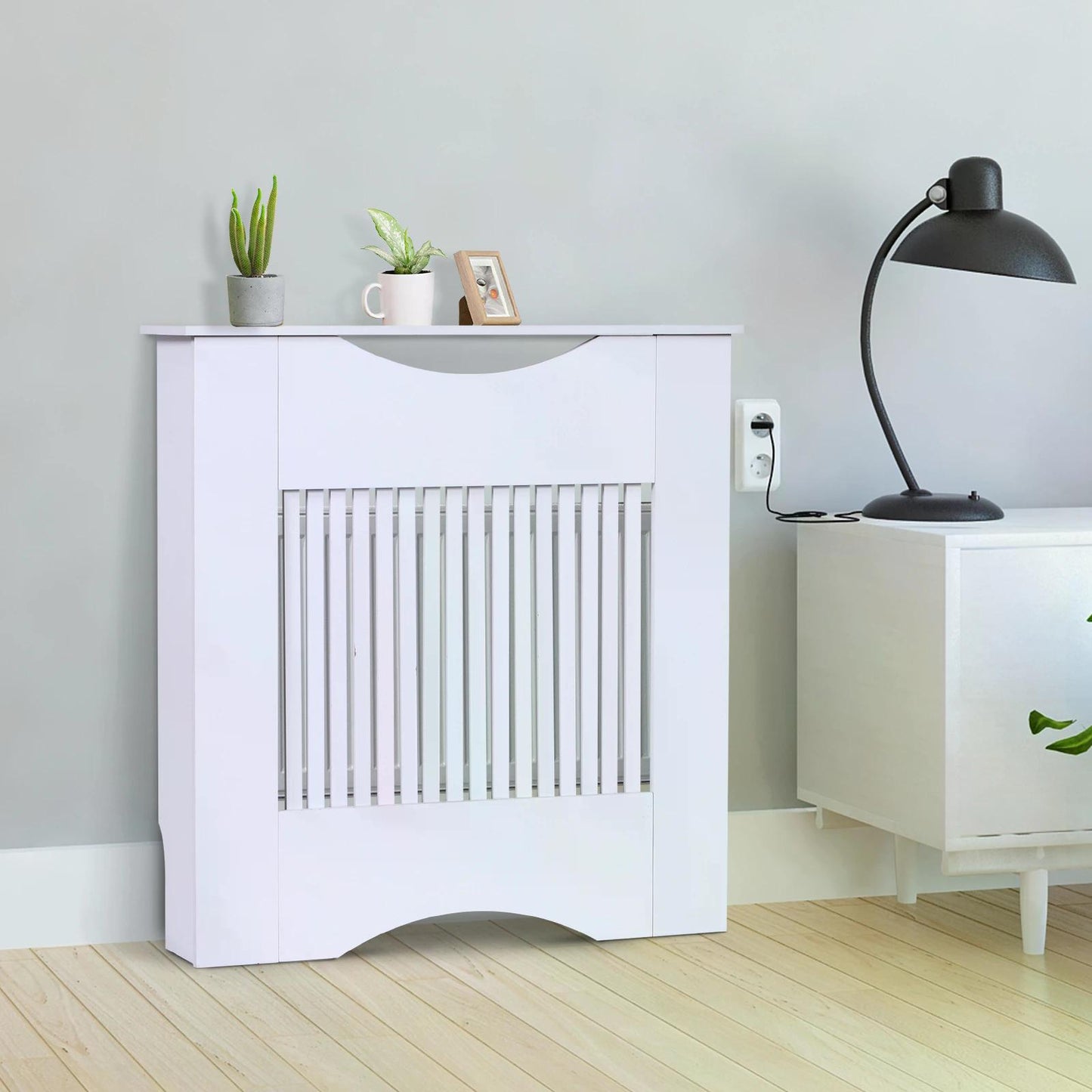 HOMCOM Elegant White Radiator Cover with Slatted Ventilation, 78W x 19D x 80.5Hcm, 12mm MDF - ALL4U RETAILER LTD