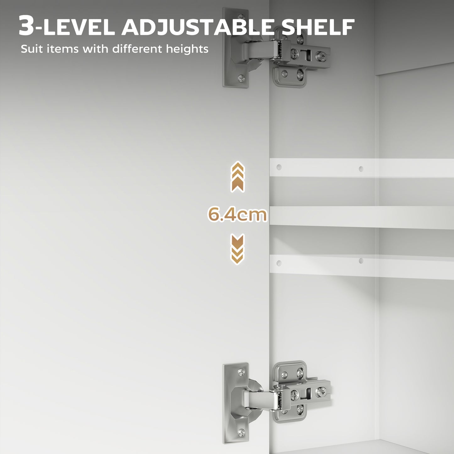 HOMCOM White Bathroom Mirror Cabinet With Soft Close Doors And Adjustable Shelf Storage