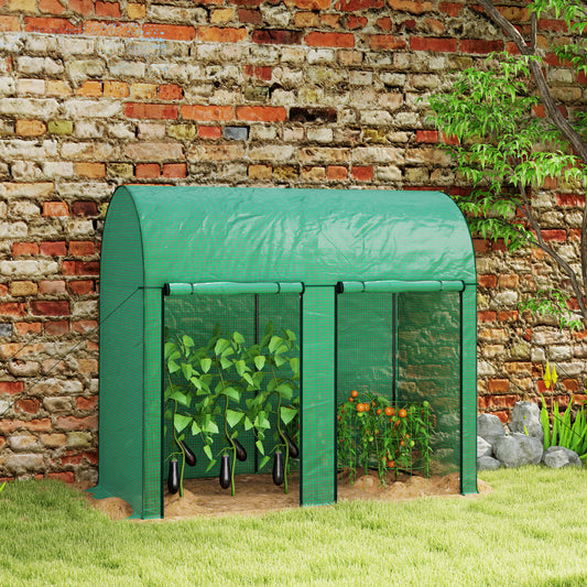 Outsunny 200 By 100 cm Walk In Greenhouse With Zipped Doors Green Ideal For Tomatoes Cucumbers Climbing Plants