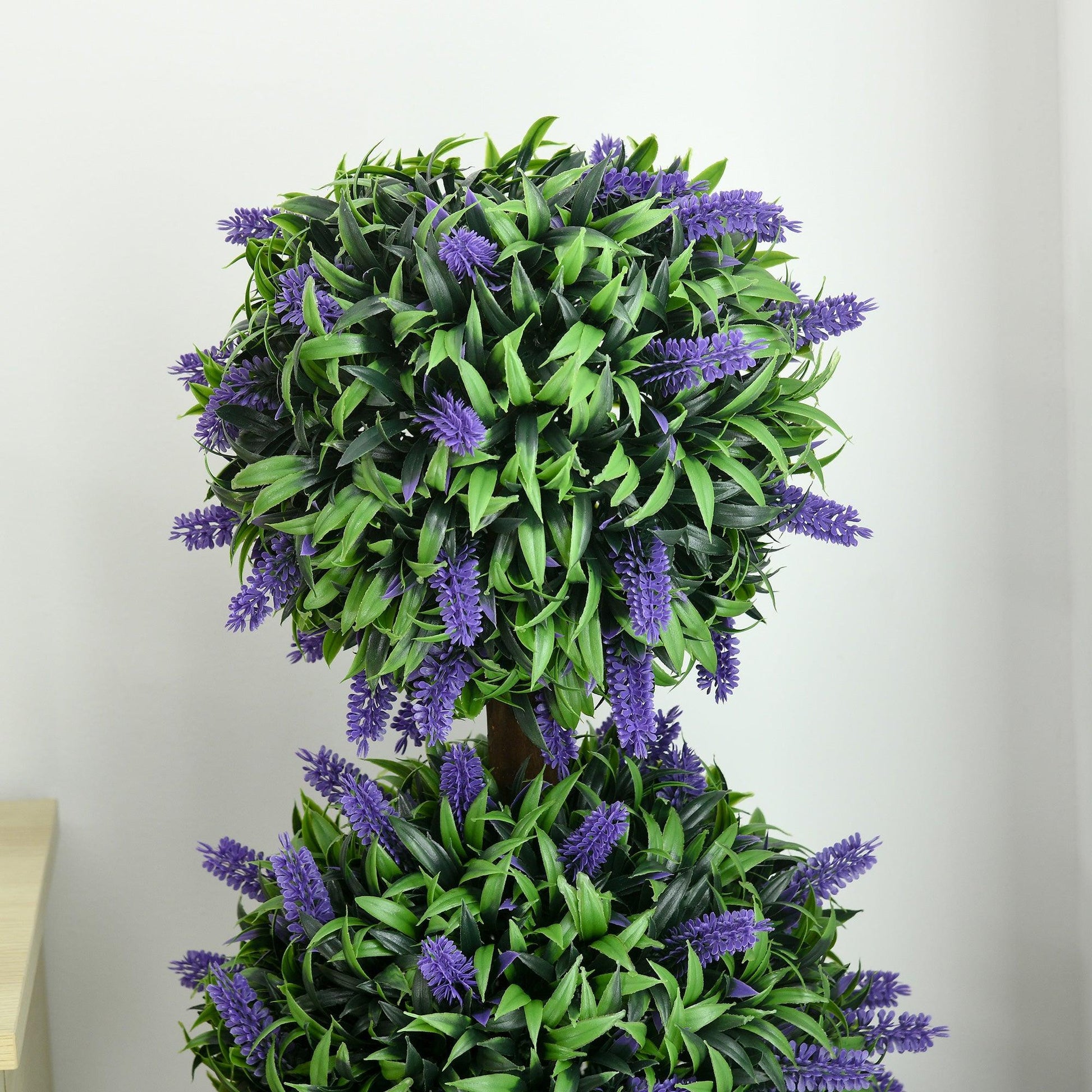 HOMCOM Set of 2 Potted Artificial Plants Ball Tree with Lavender Flowers, 110cm - ALL4U RETAILER LTD