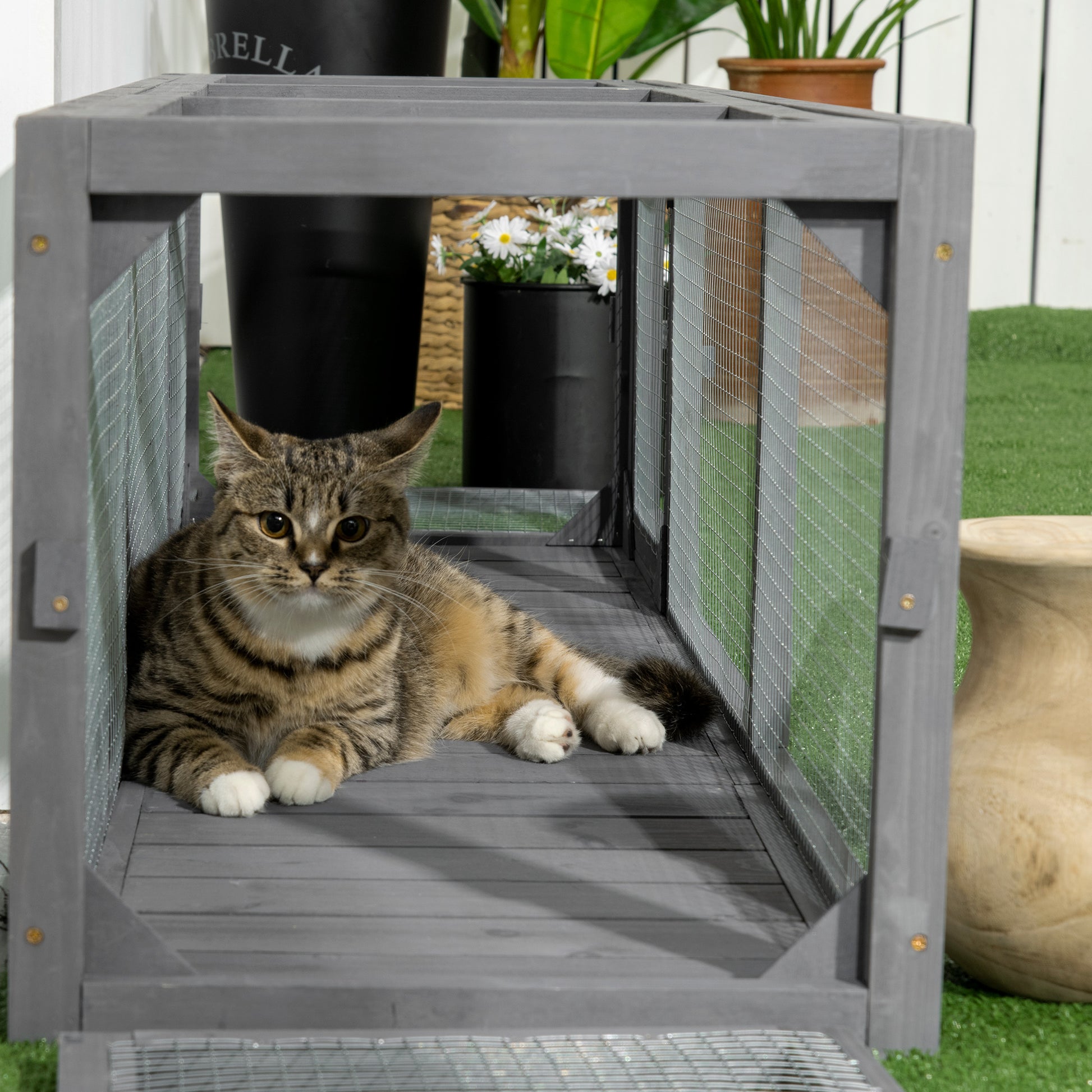 PawHut Extra Long Cat Play Tunnel 150cm with Multiple Entrances for Indoor/Outdoor Use - Dark Grey - ALL4U RETAILER LTD