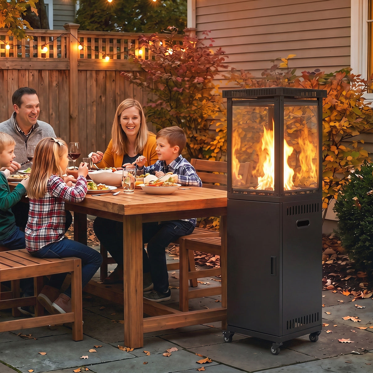 Outsunny Portable 13 kW Propane Patio Heater with Wheels and Heat Control