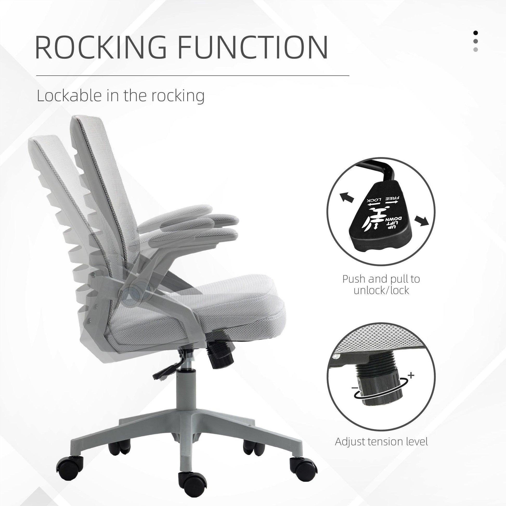 Vinsetto Mesh Office Chair, Swivel Task Computer Chair for Home with Lumbar Support - ALL4U RETAILER LTD