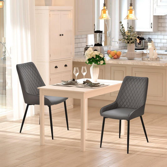 HOMCOM Modern Grey Dining Chairs - Set of 2 - ALL4U RETAILER LTD