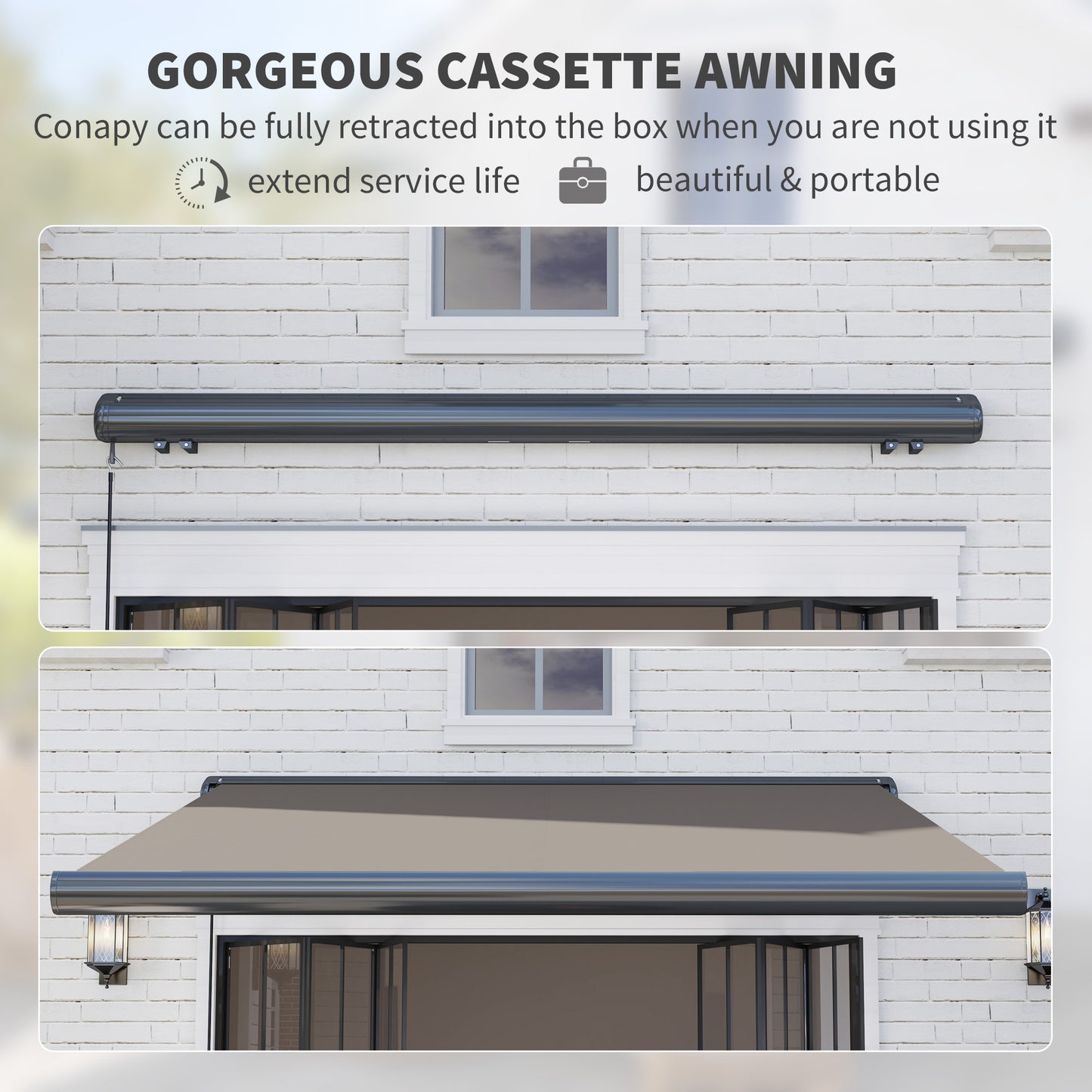 Outsunny 3x2.5m Electric Retractable Awning With Remote Controller Aluminium Frame UV50 Plus Sun Shade Canopy Patio