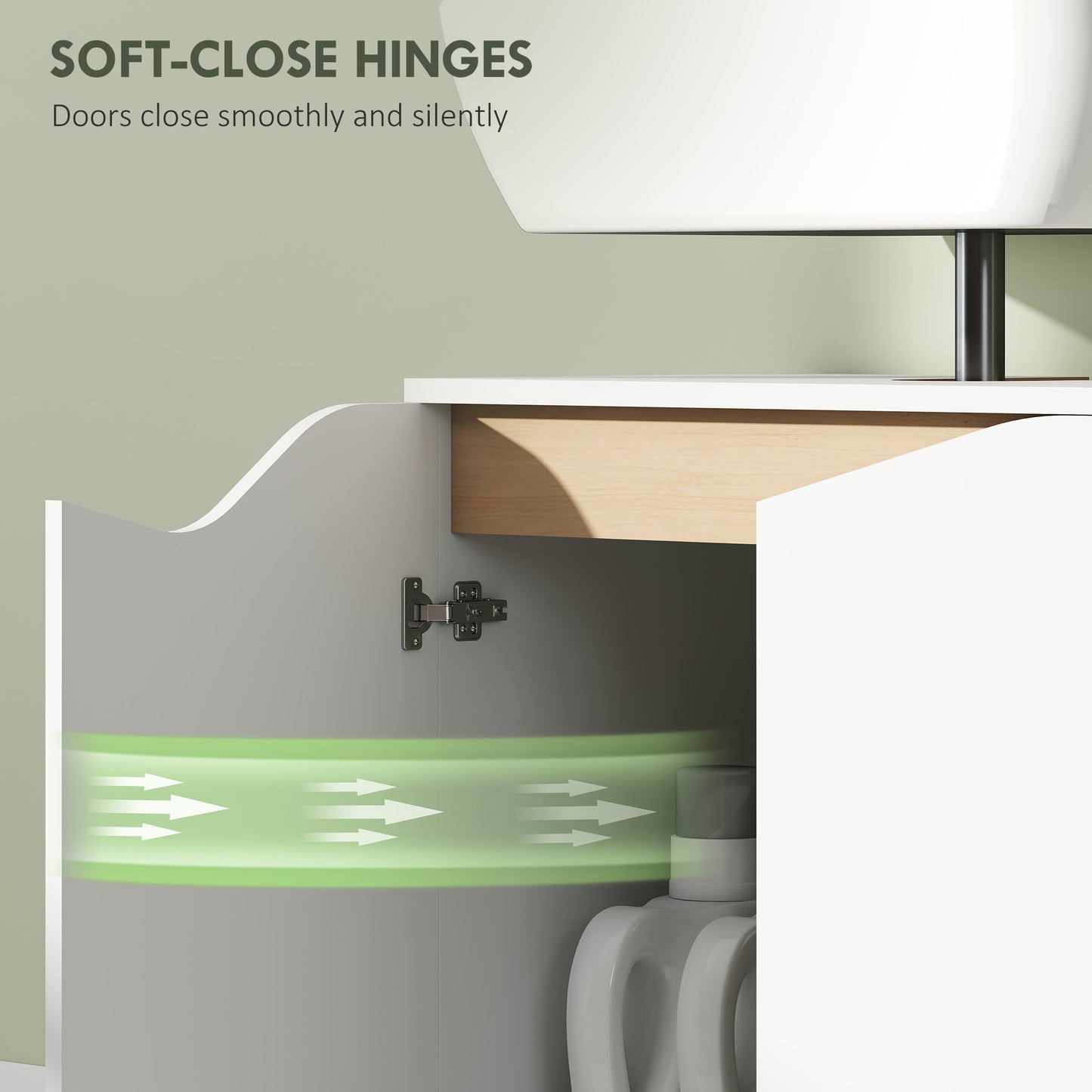 HOMCOM Under Sink Bathroom Storage Cabinet With Soft Close Doors White For Basin Without Pedestal
