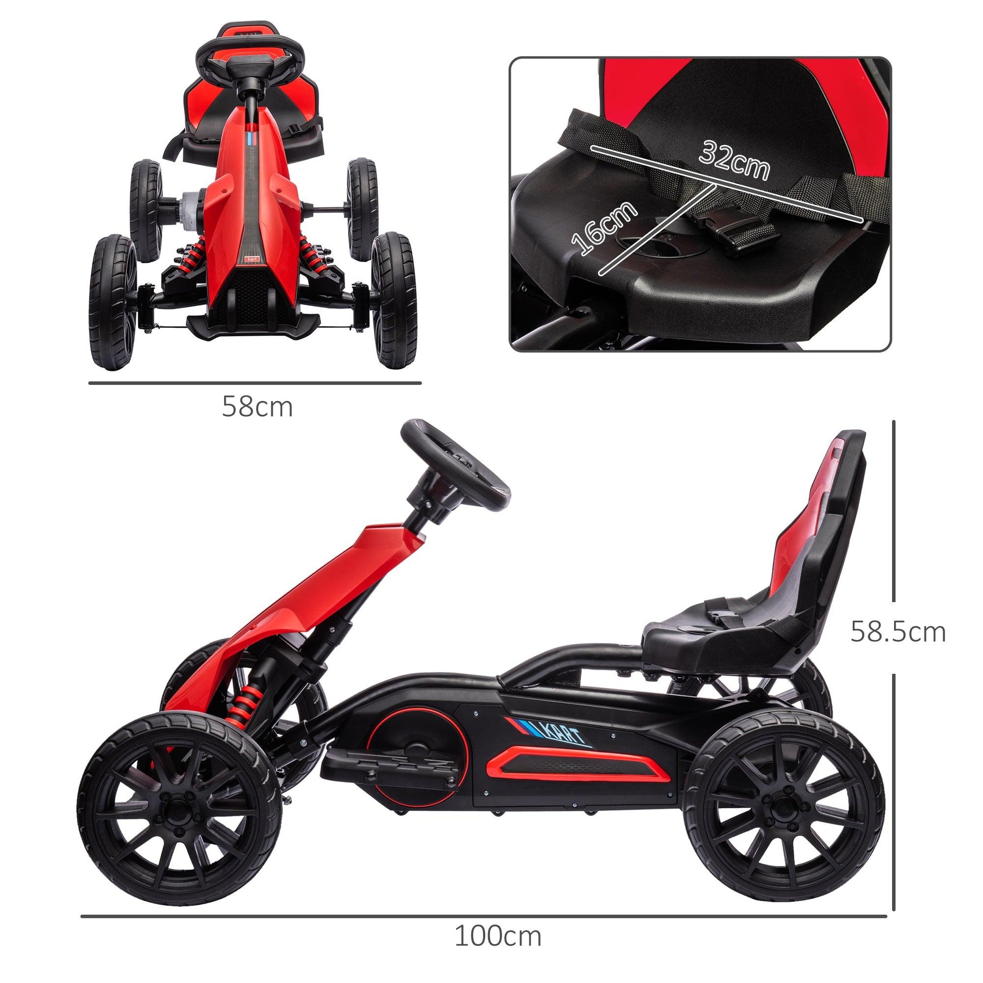 HOMCOM 12V Electric Go Kart w/ Forward Reversing 2 Speeds for 3-8 Yrs - Red - ALL4U RETAILER LTD