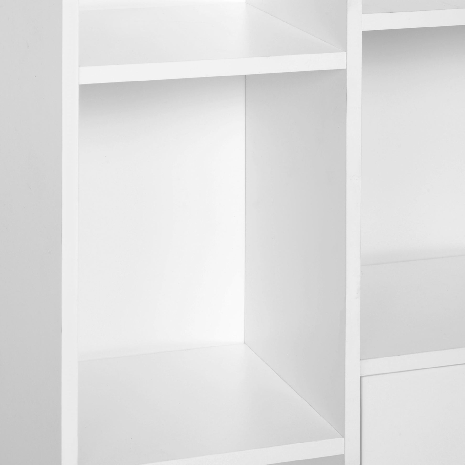 HOMCOM Modern White Wooden Bookcase with Open Shelves and Cupboard Storage - ALL4U RETAILER LTD