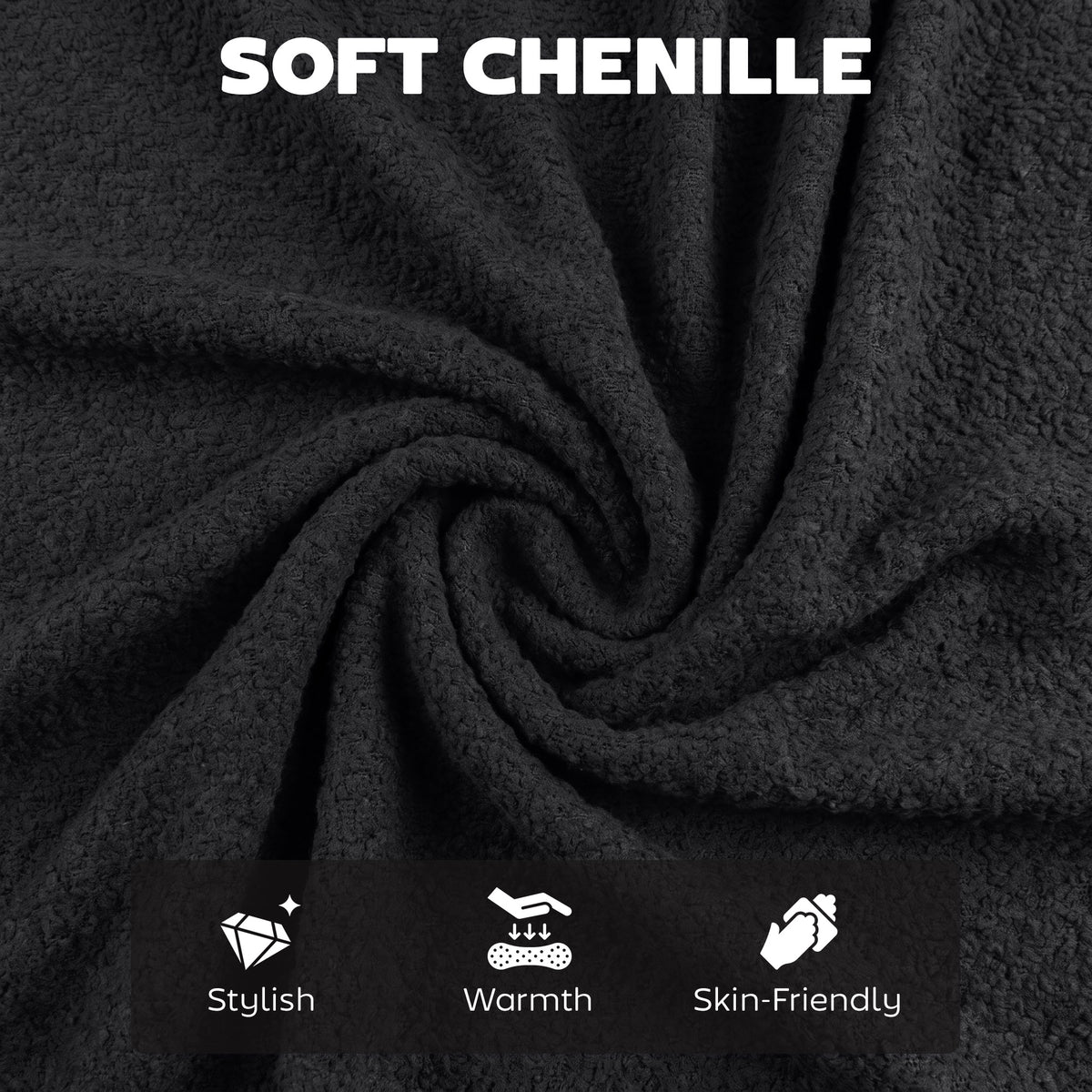 Black linen-touch fabric close-up with soft, textured surface for bar stool upholstery